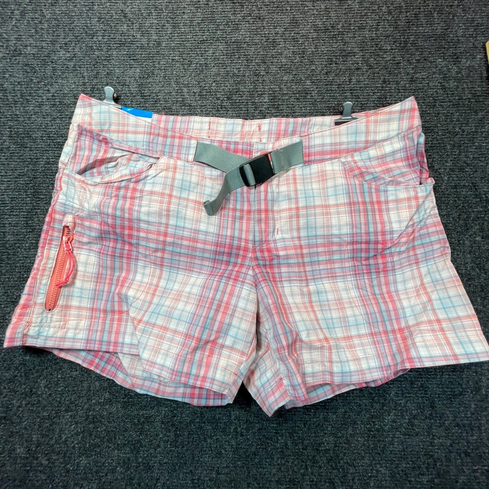 Columbia Plaid Hiking Omni Wick Shorts Women 8 Pink Active Utility Trail NWT Y2K